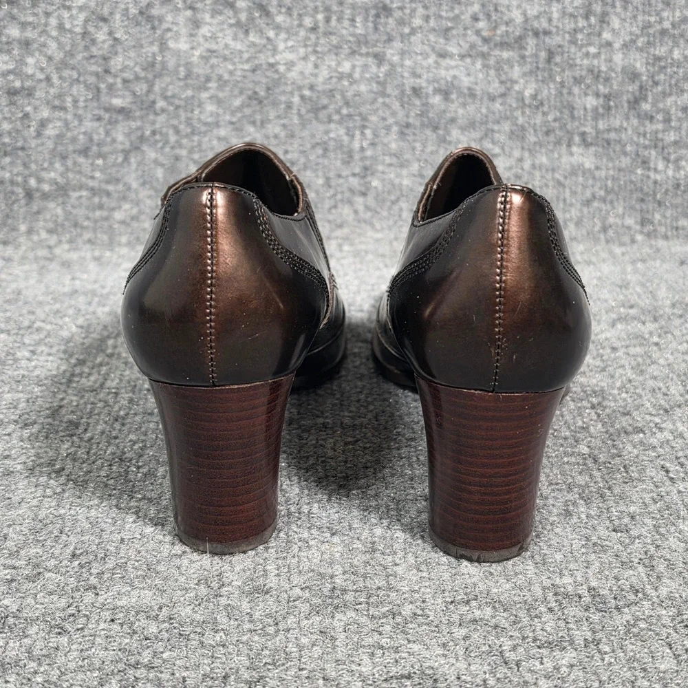 Etienne Aigner Nessie Bronze Metallic Wingtip Shooties Block Heel Womens 6.5M